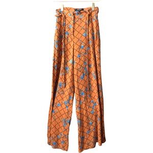 Forever 21 Orange Floral Wide Leg Pants